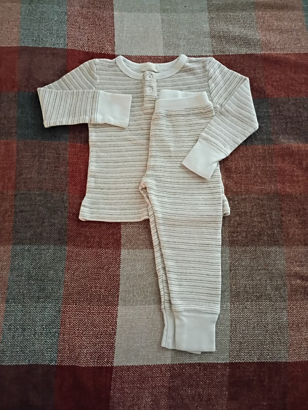 Fin & Vince Autumn Stripe Henley & Pants 12-18M EUC